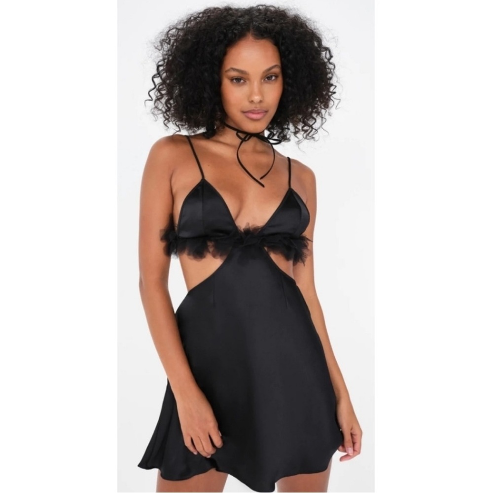 For Love & Lemons Floral Trim Slip Dress